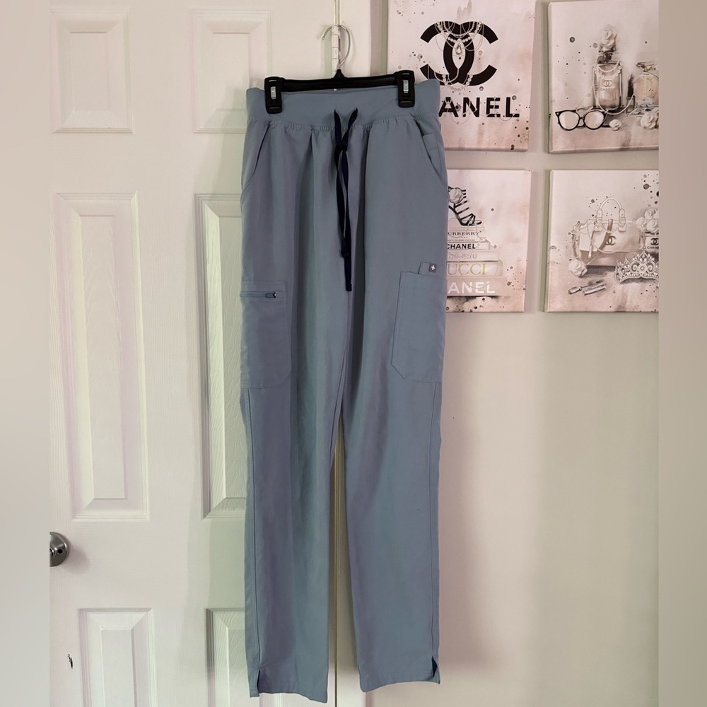 Figs Yola High Waisted Baby Blue Scrubs